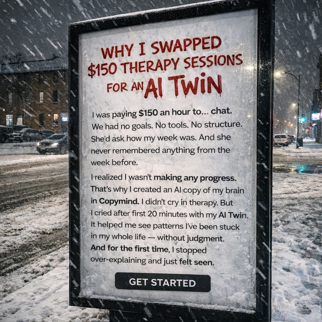 Copymind: heal with AI twin Facebook ad