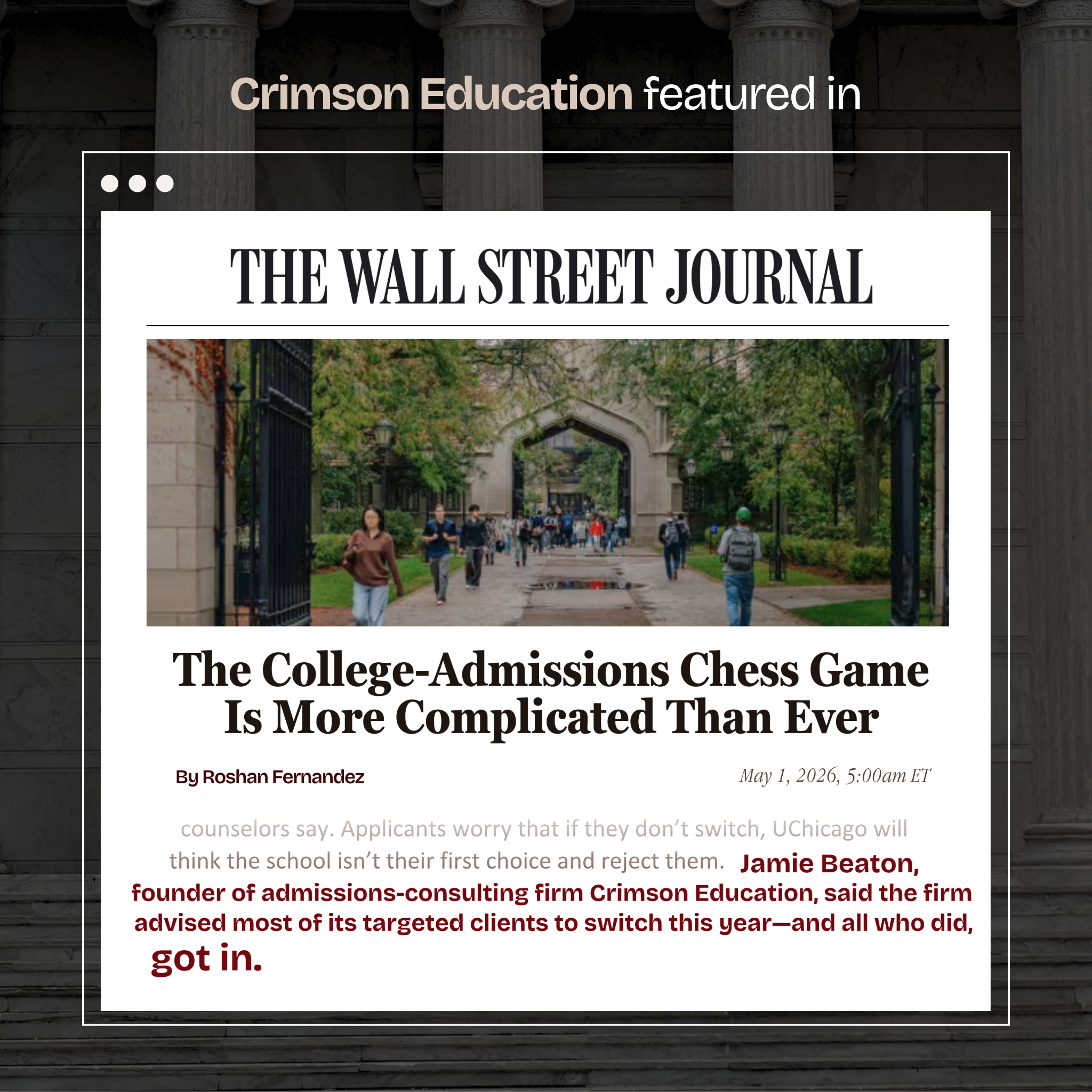 Crimson Education Facebook ad