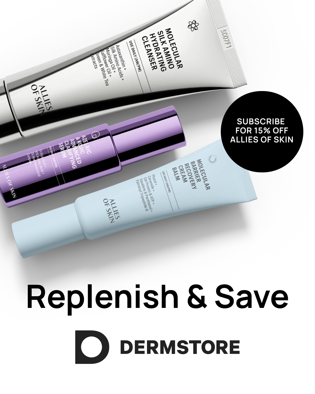 Dermstore Facebook ad: Never Run Out Again