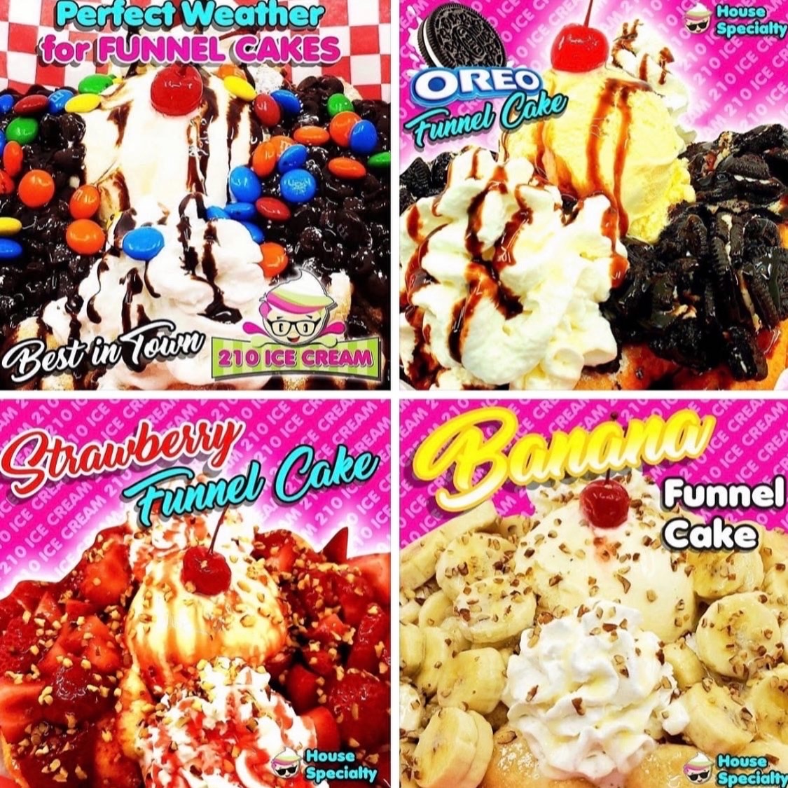 210 Ice Cream South Flores Facebook ad: ESTAMOS ABIERTOS!COME SEE US!WE CLOSE TILL MIDNIGHT!