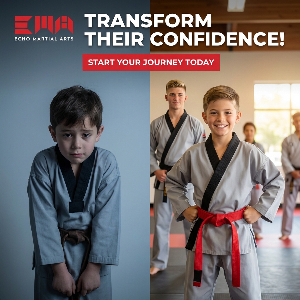Echo Martial Arts Facebook ad: 7-Day Free Trial Martial Arts + Free T-shirt