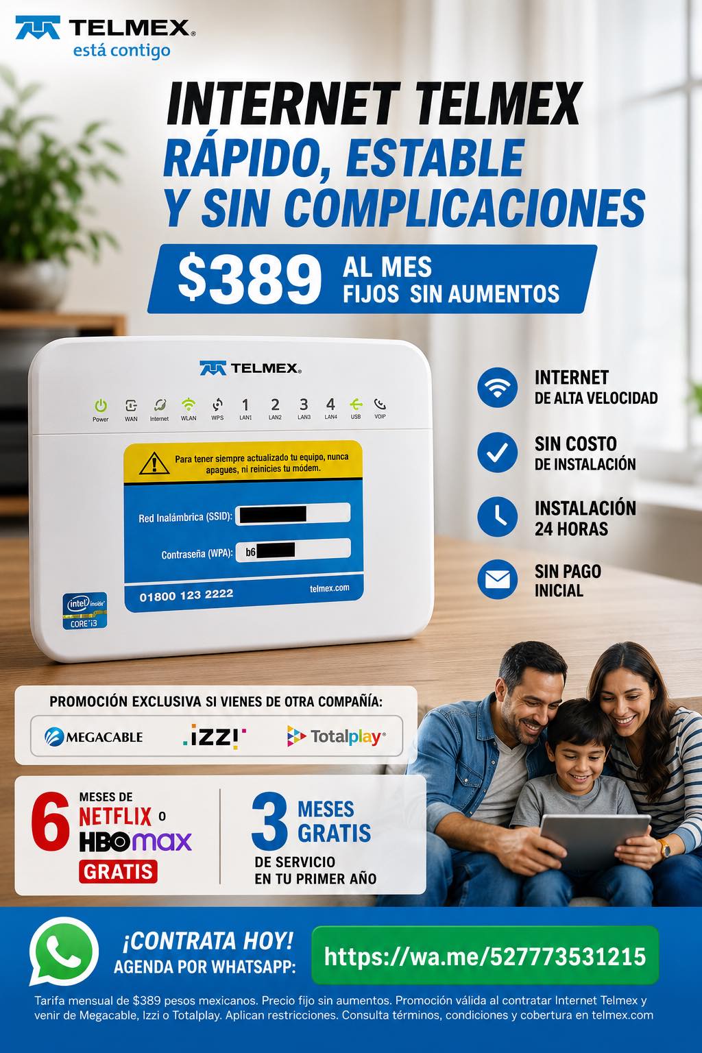 Servicio de Internet Facebook ad: Internet Telmex rápido, estable y sin complicaciones