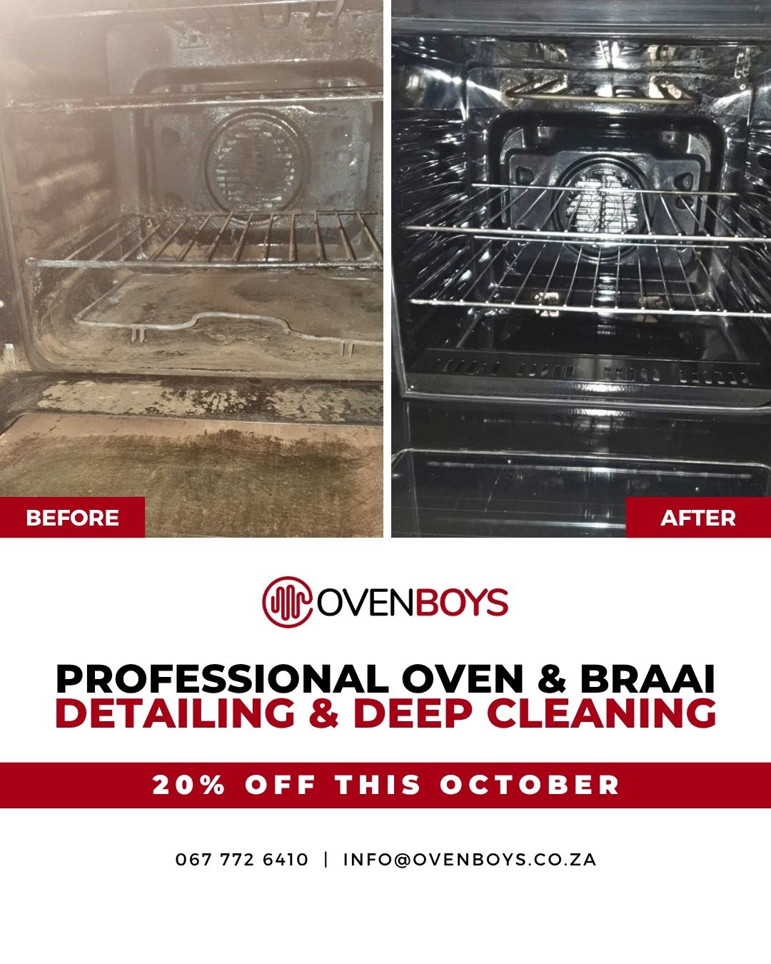 Oven Boys Facebook ad: Oven & Braai Deep Cleaning & Detailing