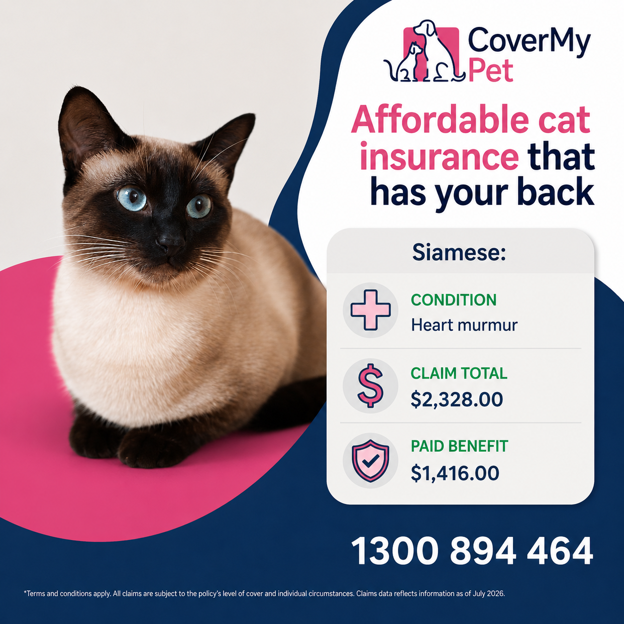CoverMy Pet Australia Facebook ad: Choose CoverMy Pet to support you when you need it