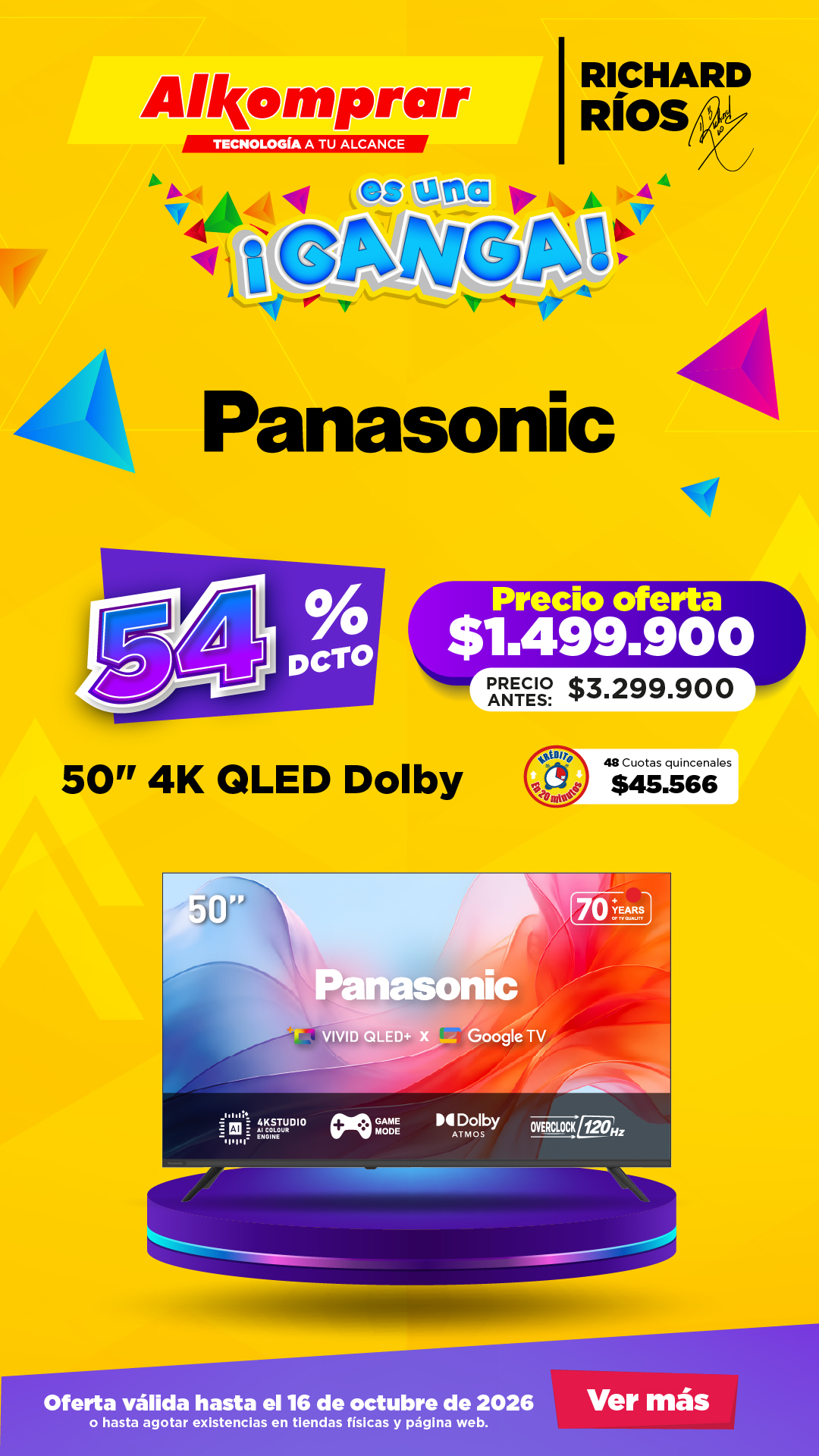 Alkomprar Facebook ad: Televisor Panasonic 50