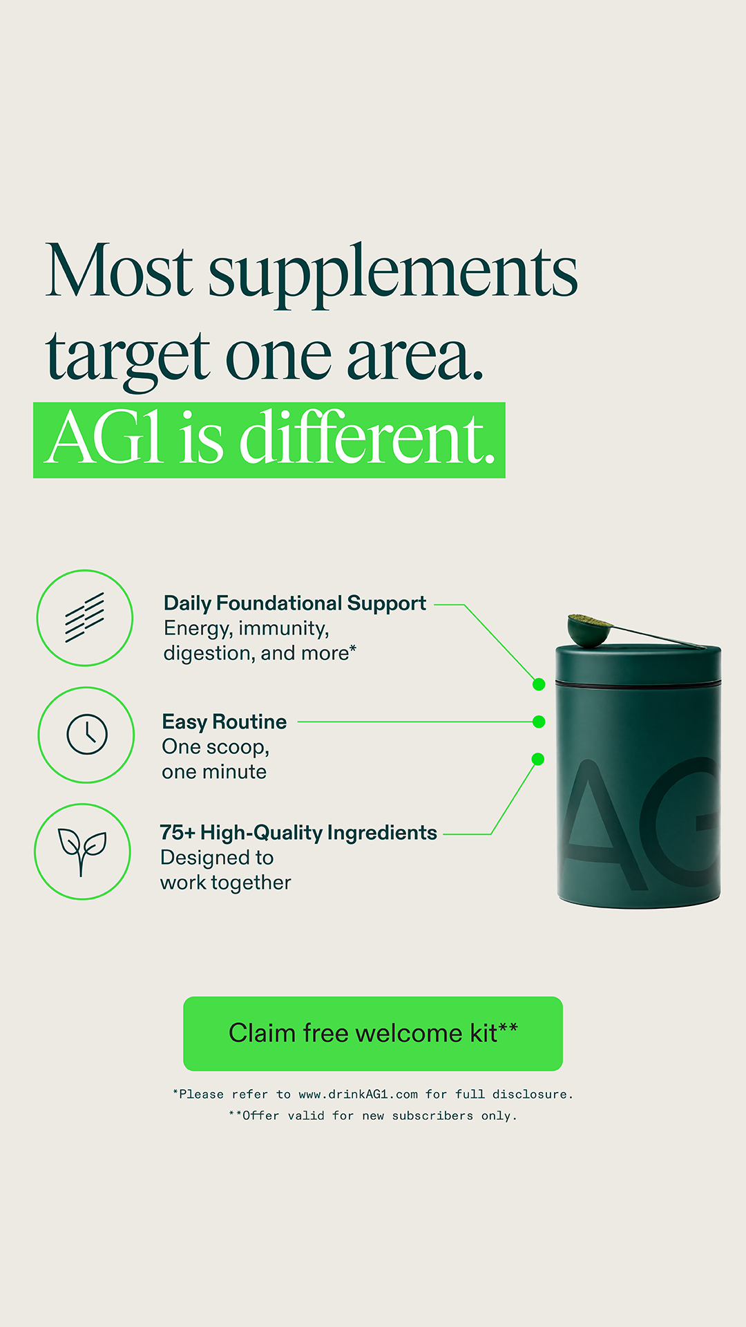 AG1 by Athletic Greens Facebook ad