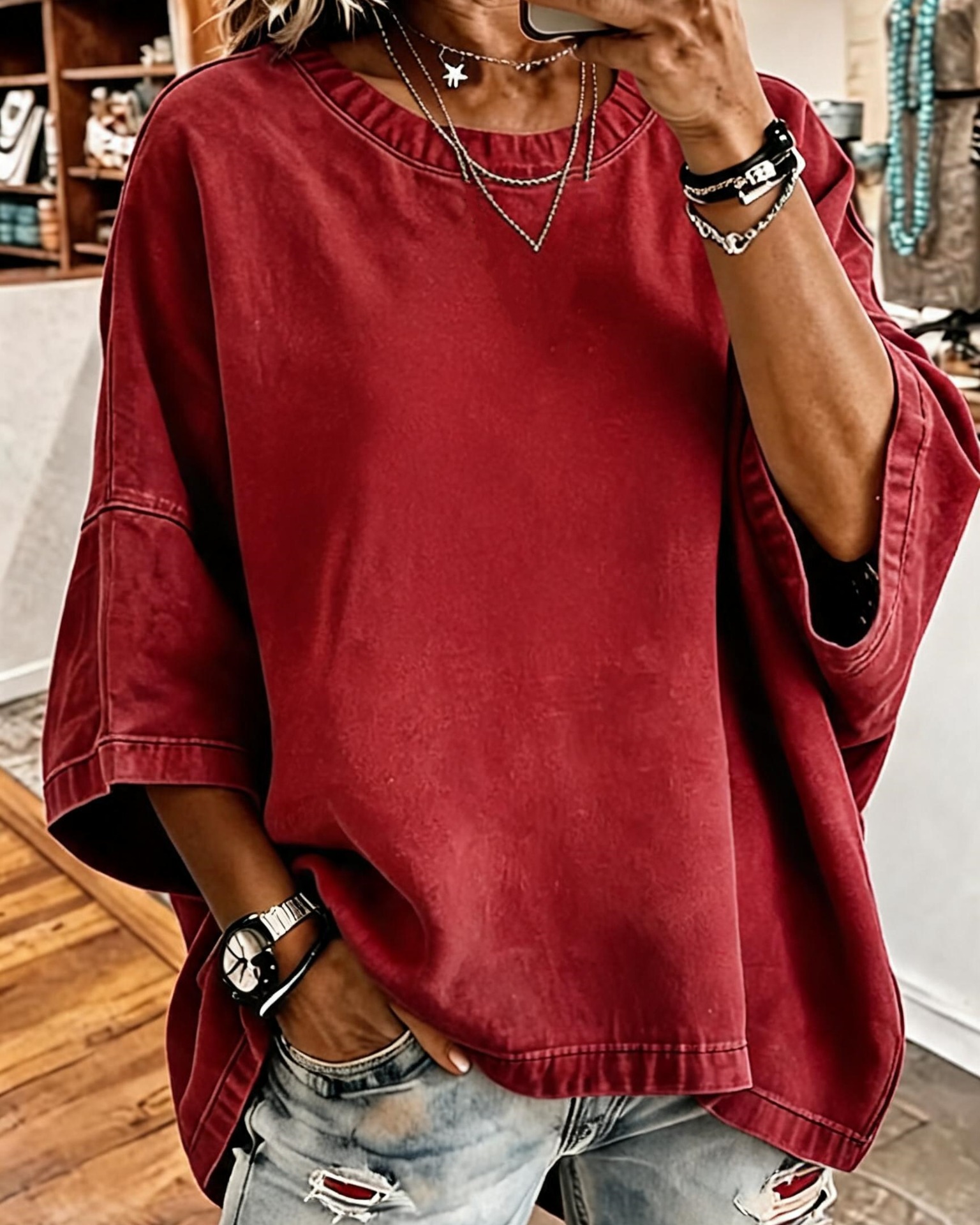 Americanvetwear Facebook ad: Women's Vintage Distressed Washed Oversized T-Shirt