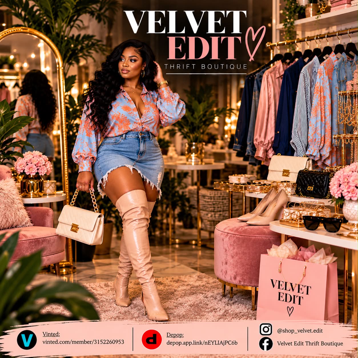 Velvet Edit Thrift Boutique Facebook ad: Saturday night plans?