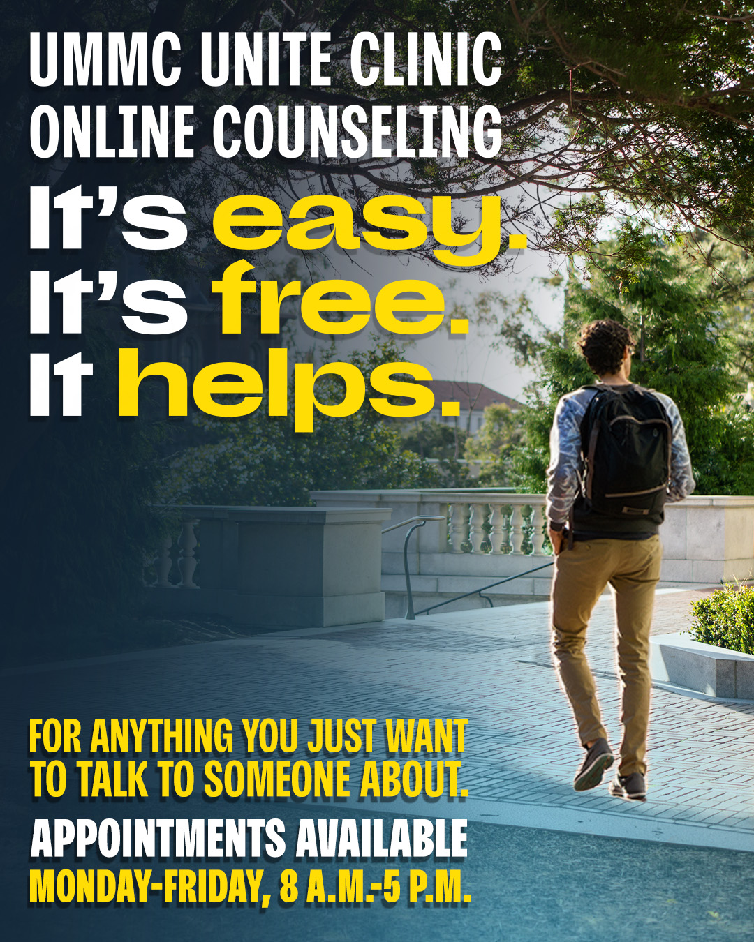 University of Mississippi Medical Center Facebook ad: UMMC’s UNITE Clinic offers free, private online counseling…