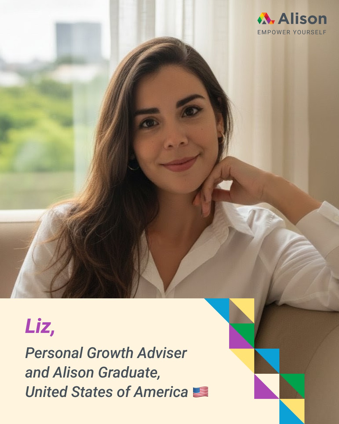 Alison - Free Empowerment Platform Facebook ad: Meet Liz from the United States.