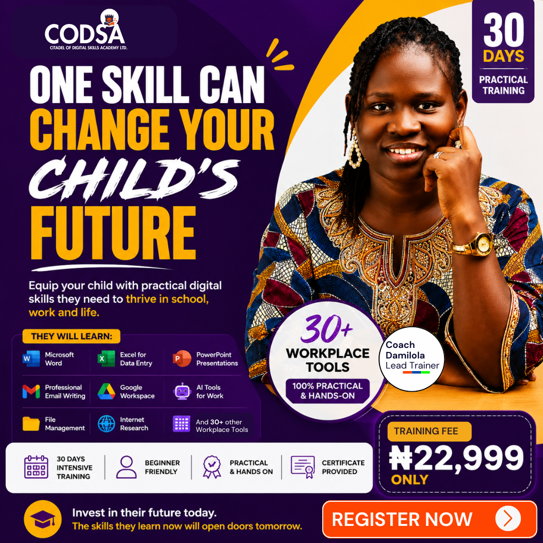Damilola Bakare-Sanusi Facebook ad: Don't miss it, Register your child, Training Start Aug, 3rd