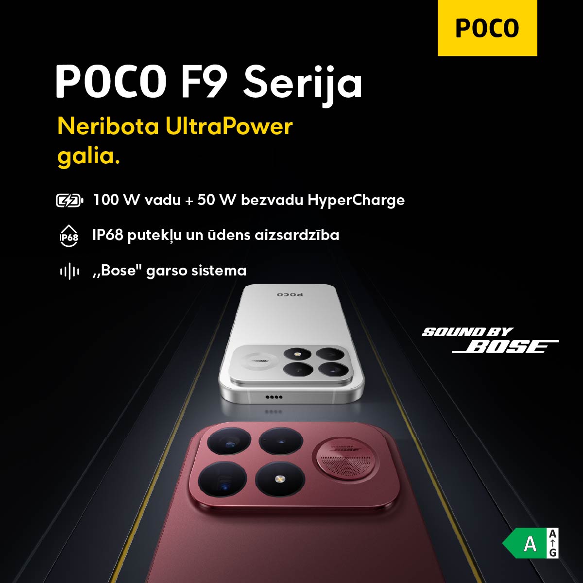POCO Facebook ad: Atrask POCO F9 seriją