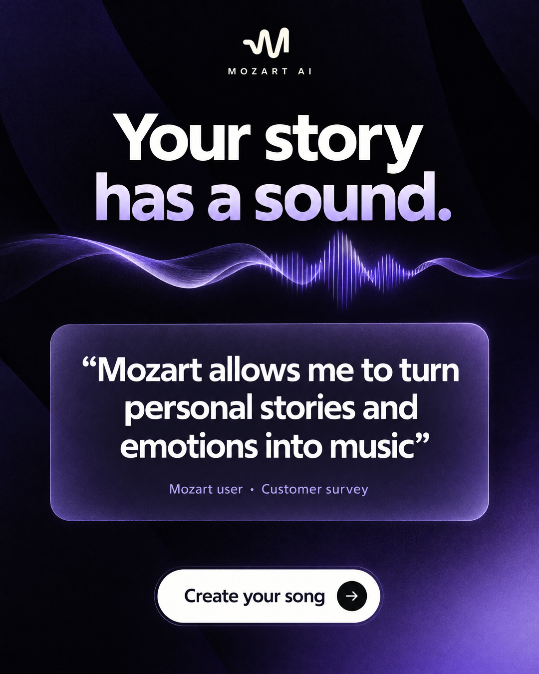 Mozart Music Facebook ad: Make a song from one prompt