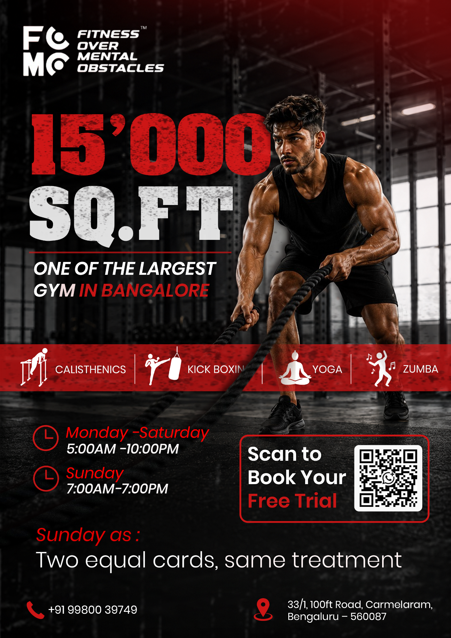 Fomotraining Facebook ad: Bangalore's Largest Premium Gym