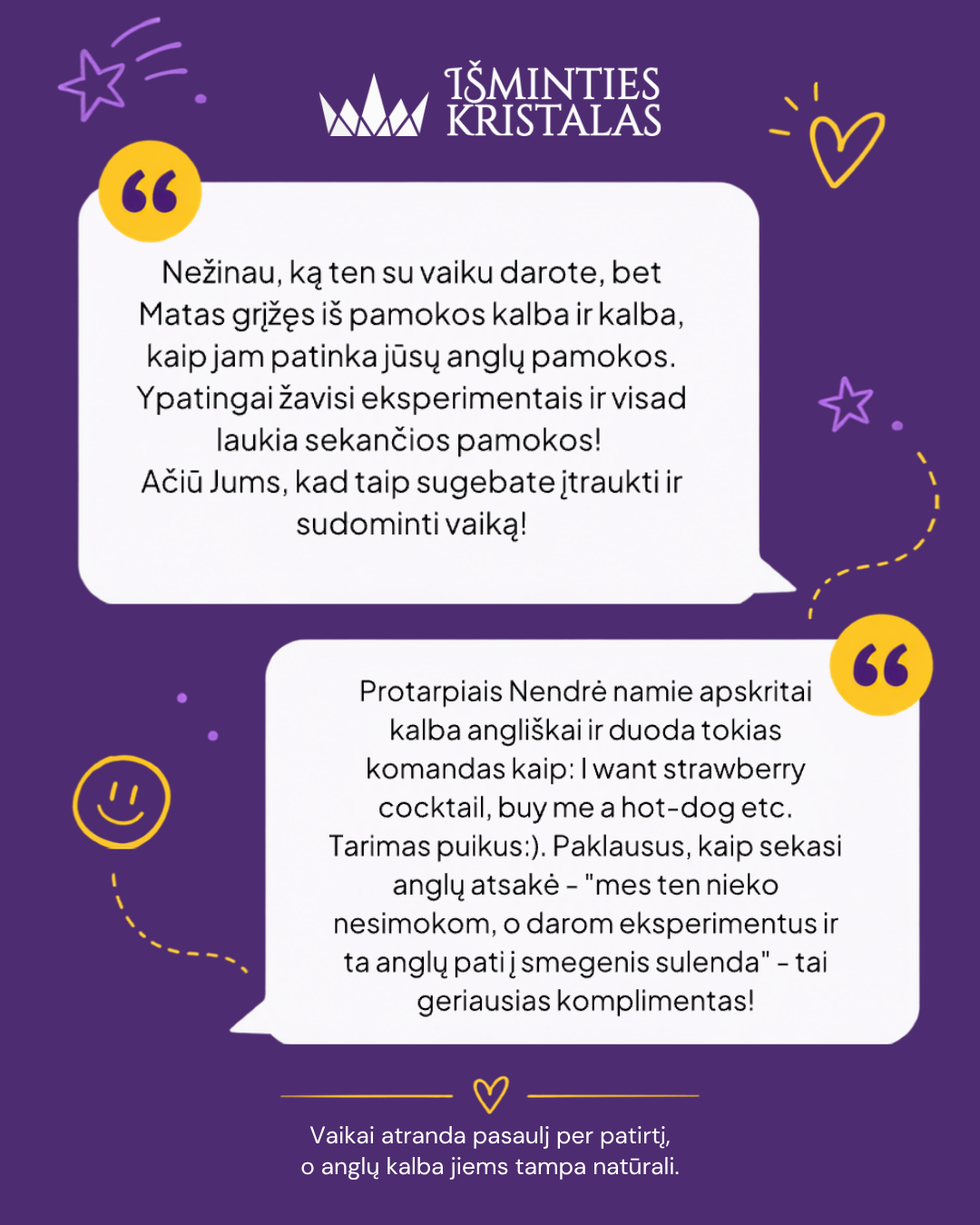 Išminties kristalas - anglų kalba vaikams Facebook ad