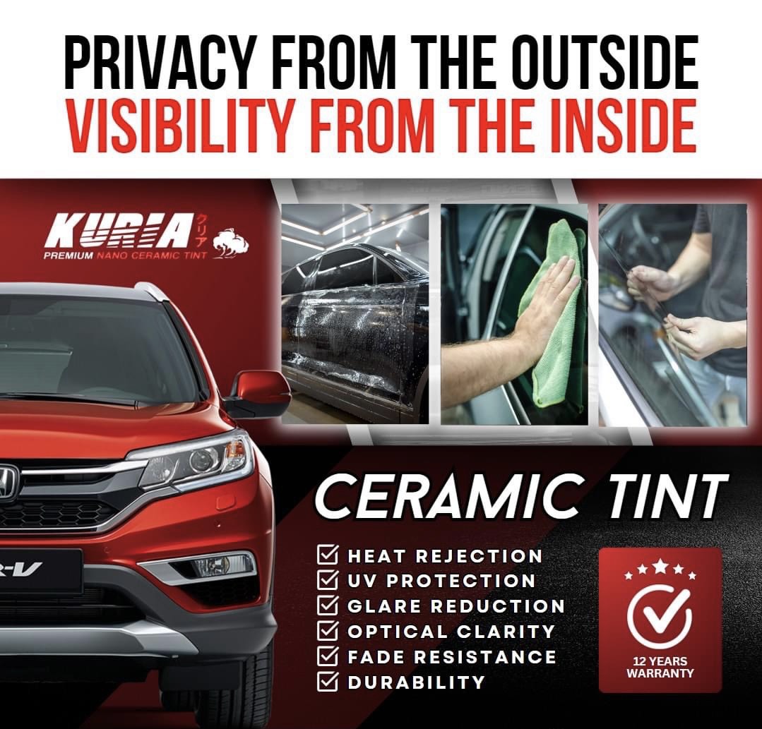 Kuria Premium Nano Ceramic Tint - SJDM, Bulacan Branch Facebook ad: Get the ultimate protection and elevate your ride…