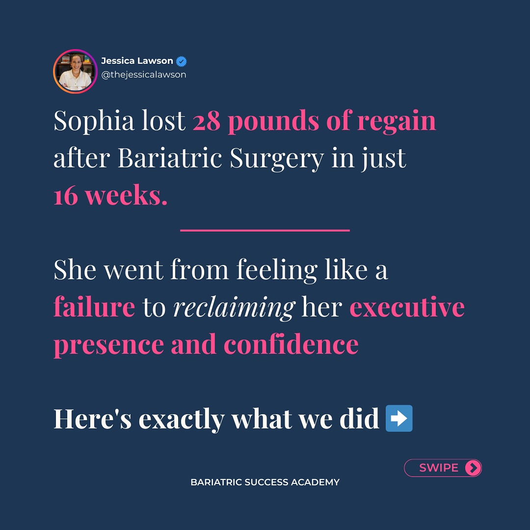 Jessica Lawson, Bariatric Coach Facebook ad: Sophia came to me exhausted, struggling with 28…