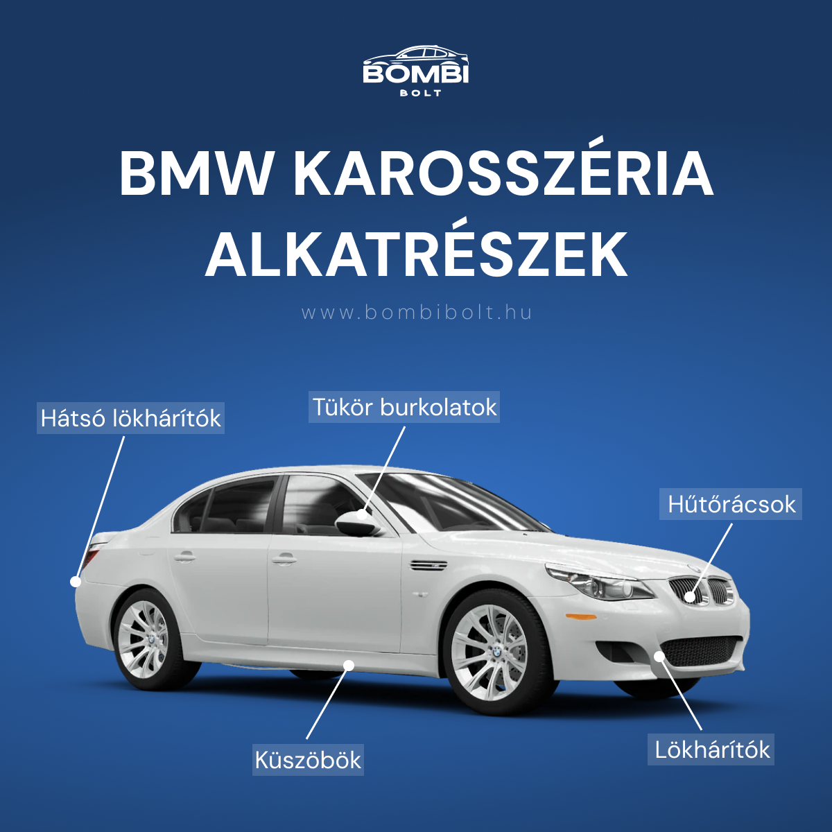 Bömbi Bolt Facebook ad: BMW karosszéria alkatrészek minden típushoz