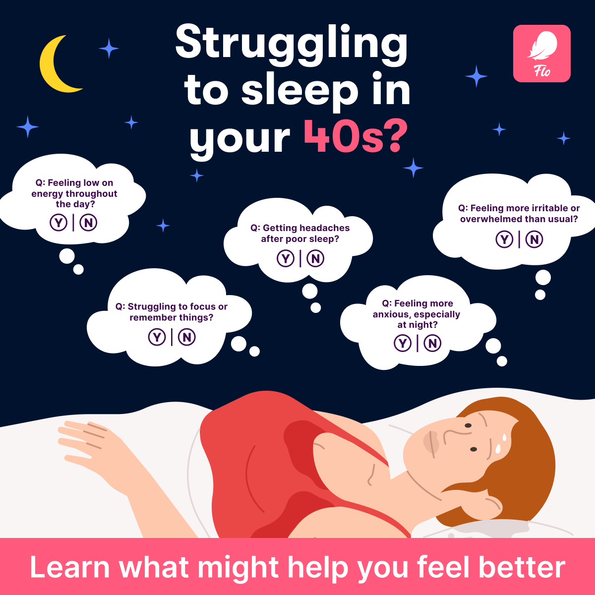 Flo Health App Facebook ad: Try Flo and never look back