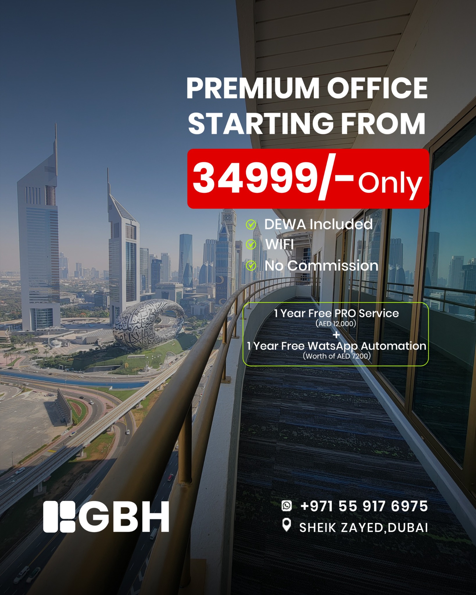 GBH UAE Facebook ad: Elevate Your Corporate Presence on Sheikh Zayed Road!