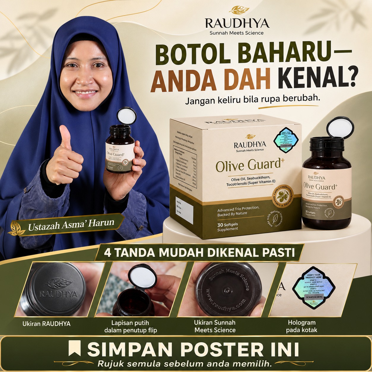 OliveGuard+ Organic By Raudhya Facebook ad: 𝗕𝗢𝗧𝗢𝗟 𝗕𝗔𝗛𝗔𝗥𝗨 𝗥𝗔𝗨𝗗𝗛𝗬𝗔 𝗦𝗨𝗗𝗔𝗛 𝗧𝗜𝗕𝗔!