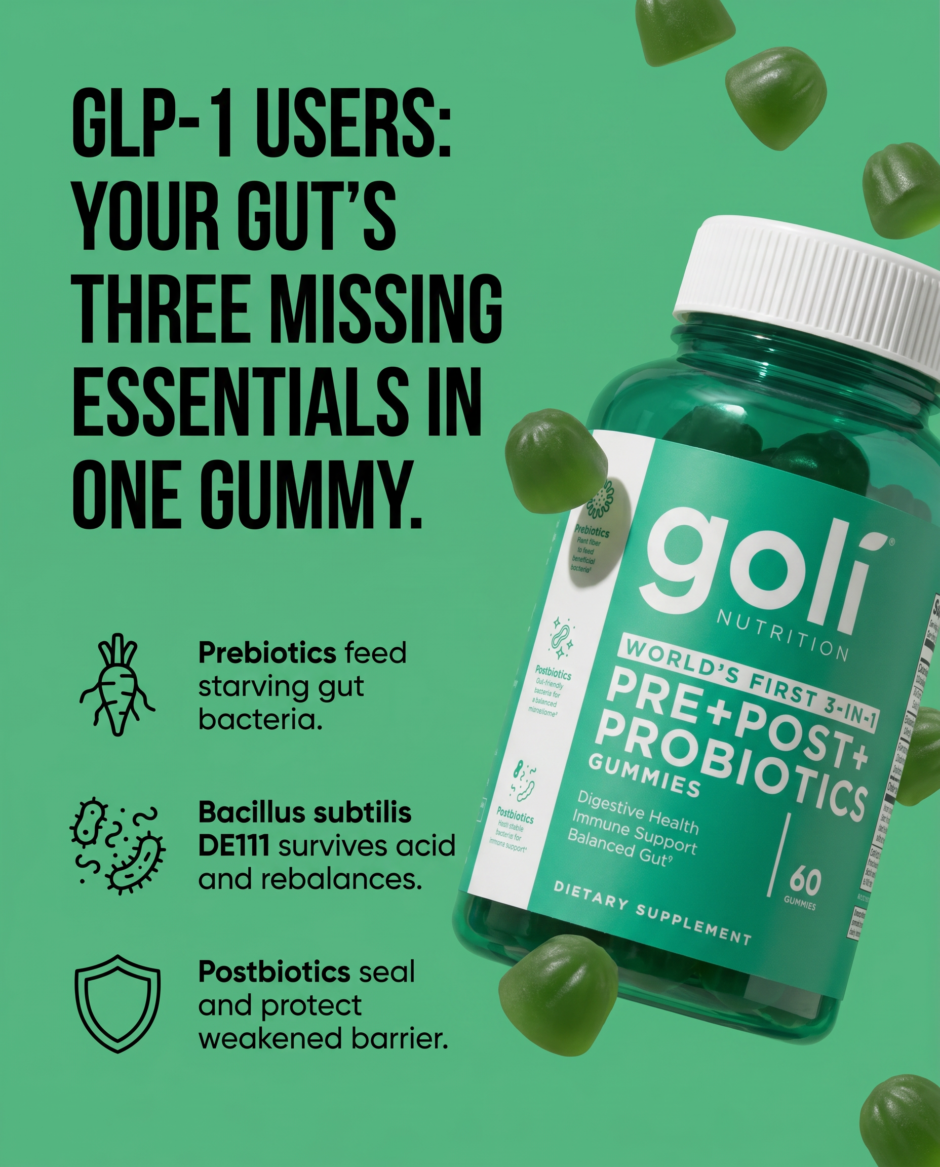 Goli Facebook ad: On a GLP-1? Your Gut’s Adjusting Too