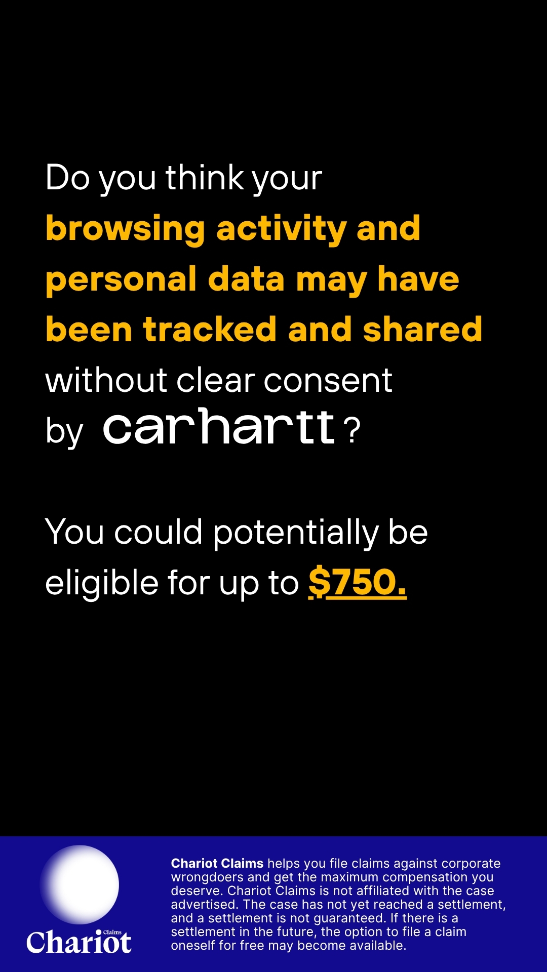 Chariot Claims - formerly ClaimClam Facebook ad