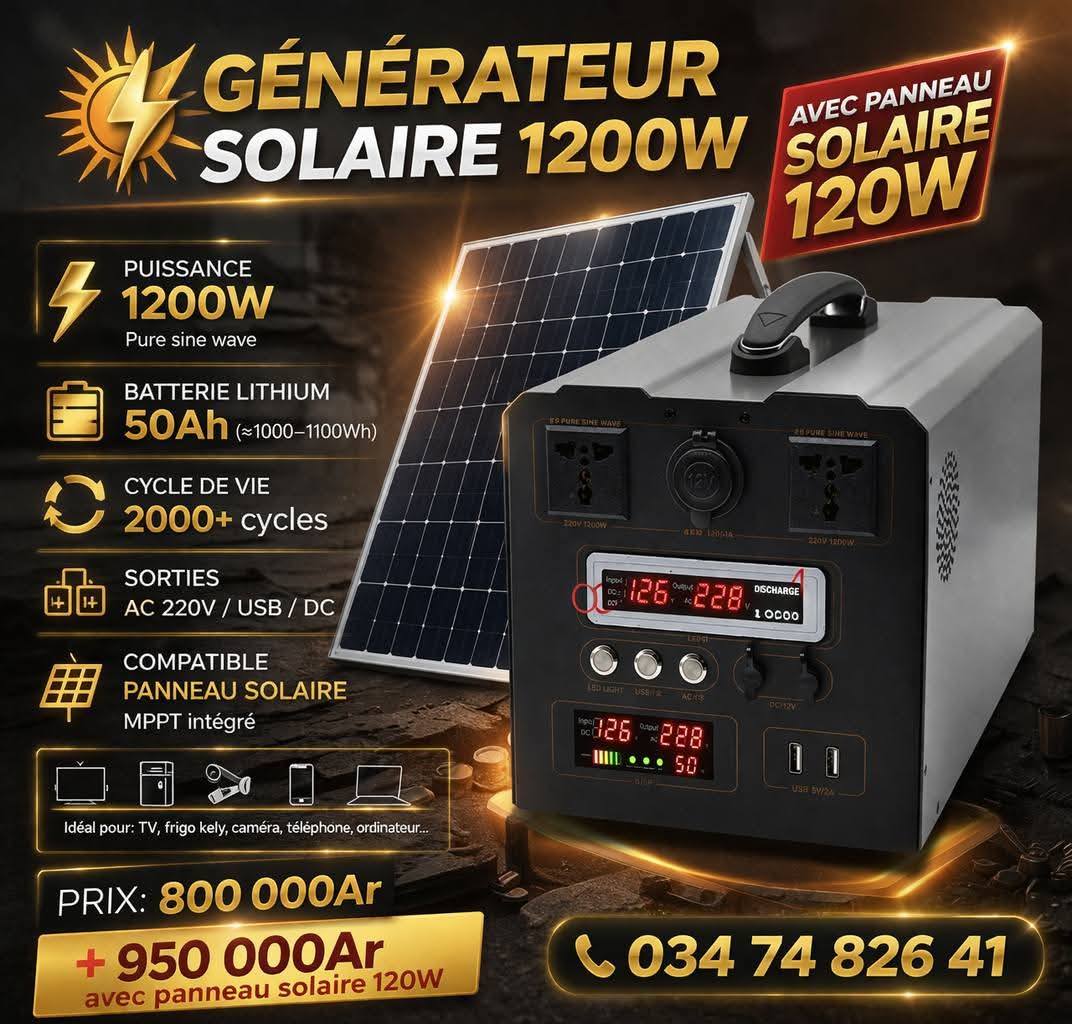 Cynthia Market Facebook ad: GÉNÉRATEUR HYBRIDE 1200W