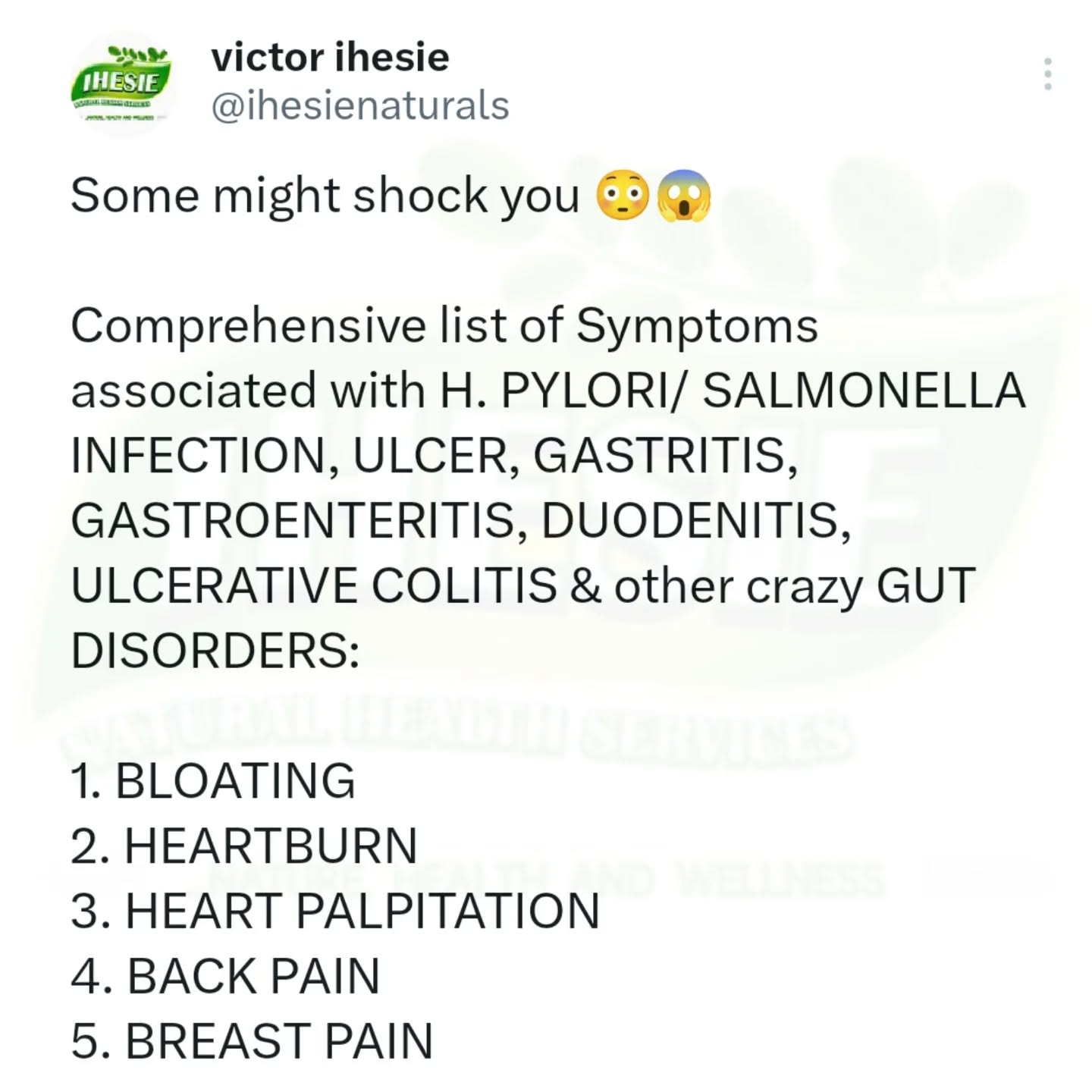Ihesie Natural Health Facebook ad: Some of the symptoms might seem UNREAL.