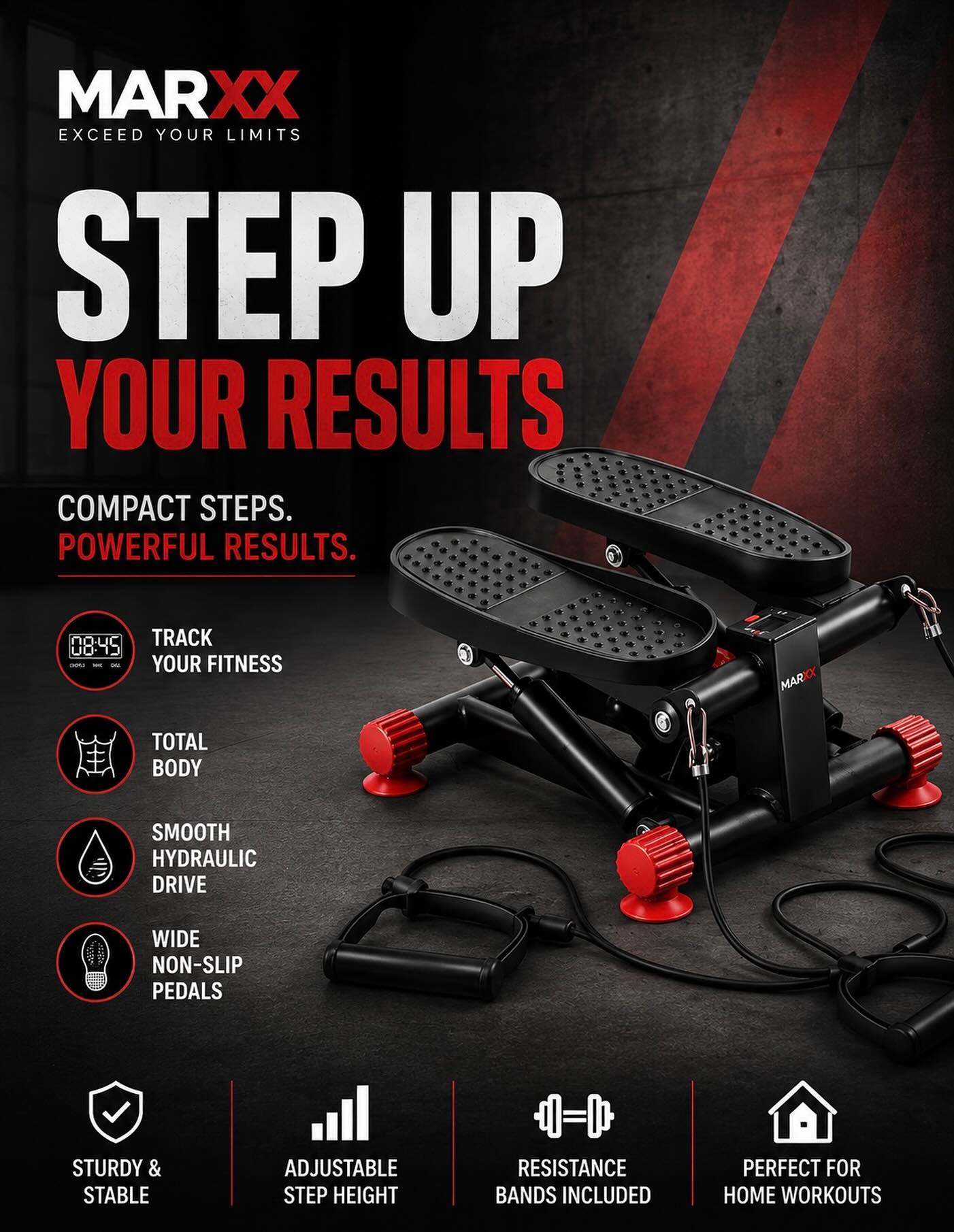 Marxx Fitness Facebook ad: Step up your home workouts