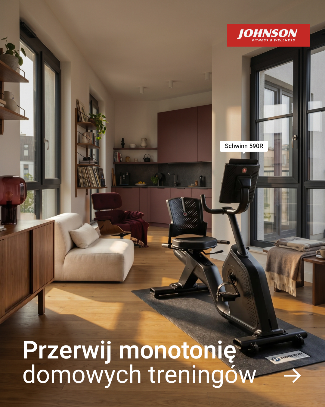 JohnsonFitness.pl Facebook ad: Oto najwygodniejsze cardio, jakie możesz sobie zafundować