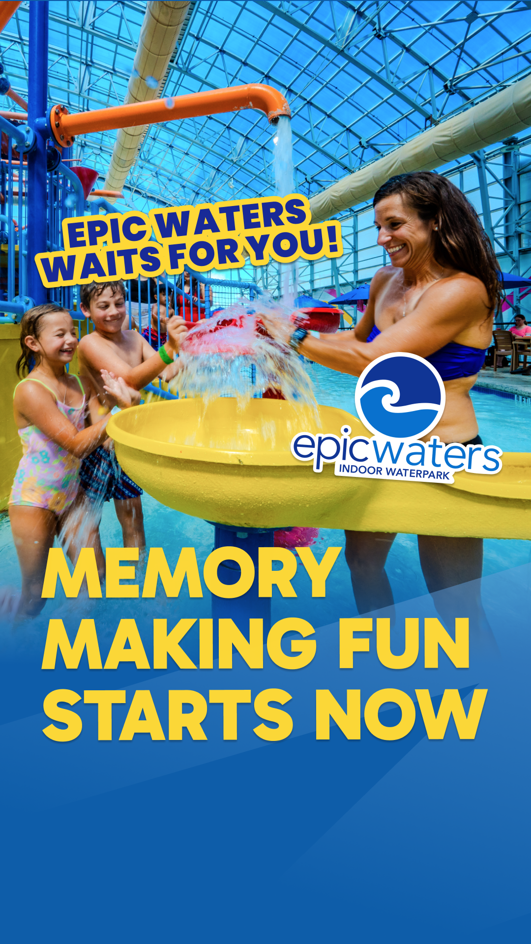 Epic Waters Indoor Waterpark Facebook ad from Jun 15, 2026