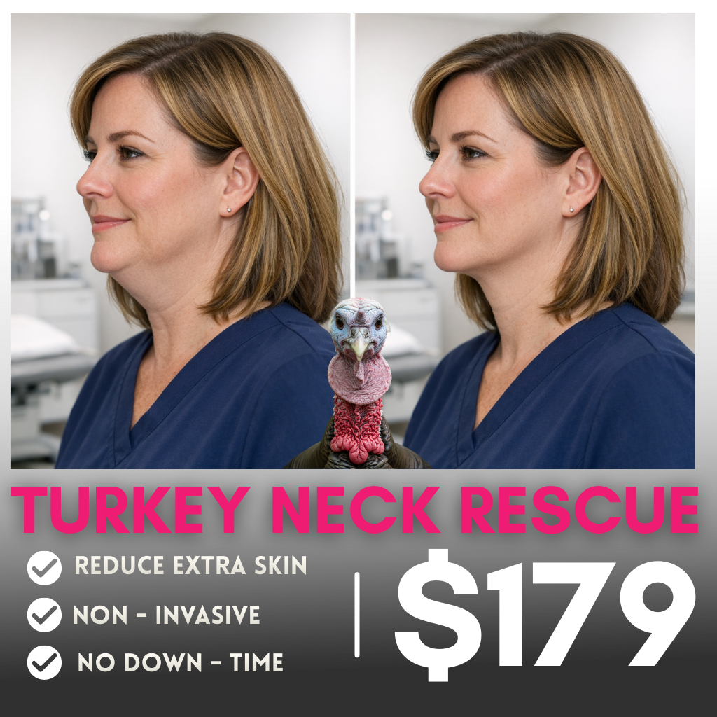 Arizona MedLaser Facebook ad: Turkey Neck Rescue $179 (Usually $500)