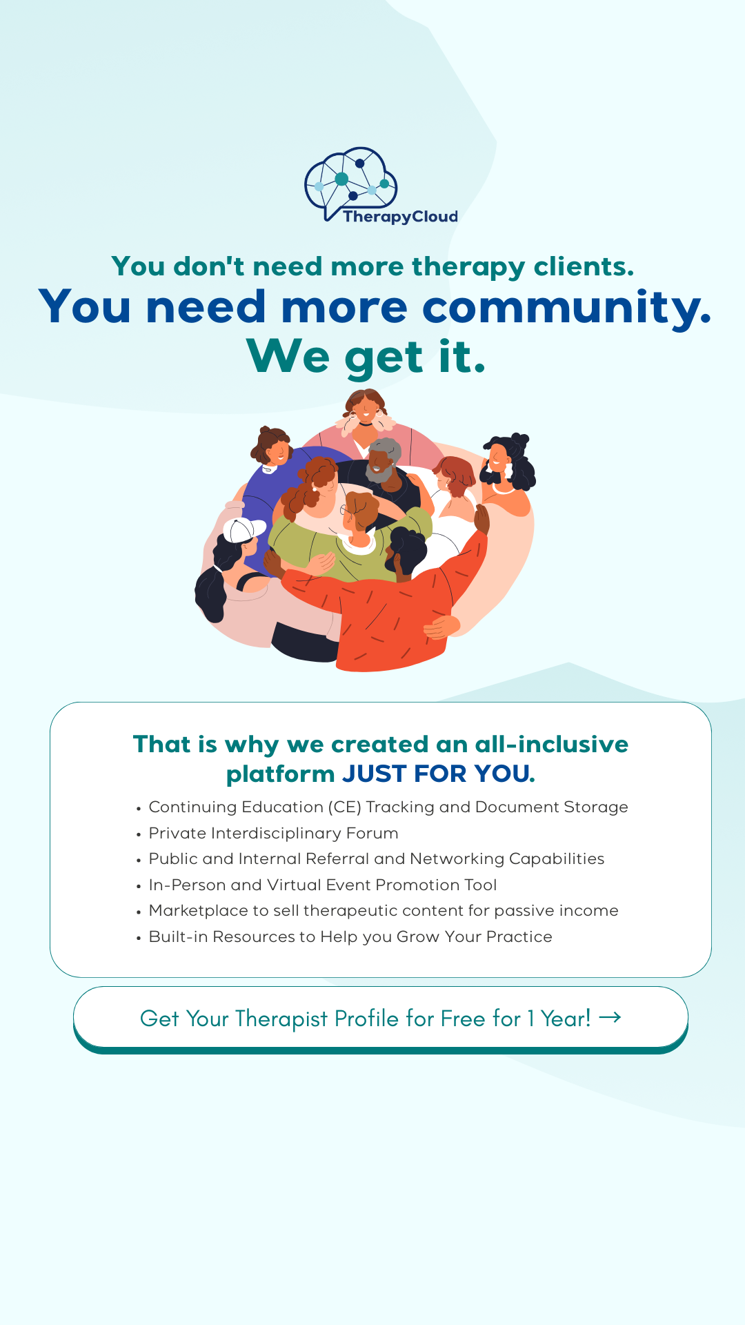 TherapyCloud Facebook ad from Dec 9, 2025