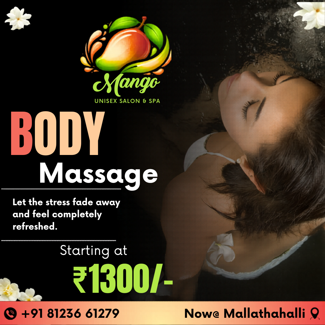 Mango Unisex Salon & Spa Facebook ad: Relaxing Body Massage ₹1300