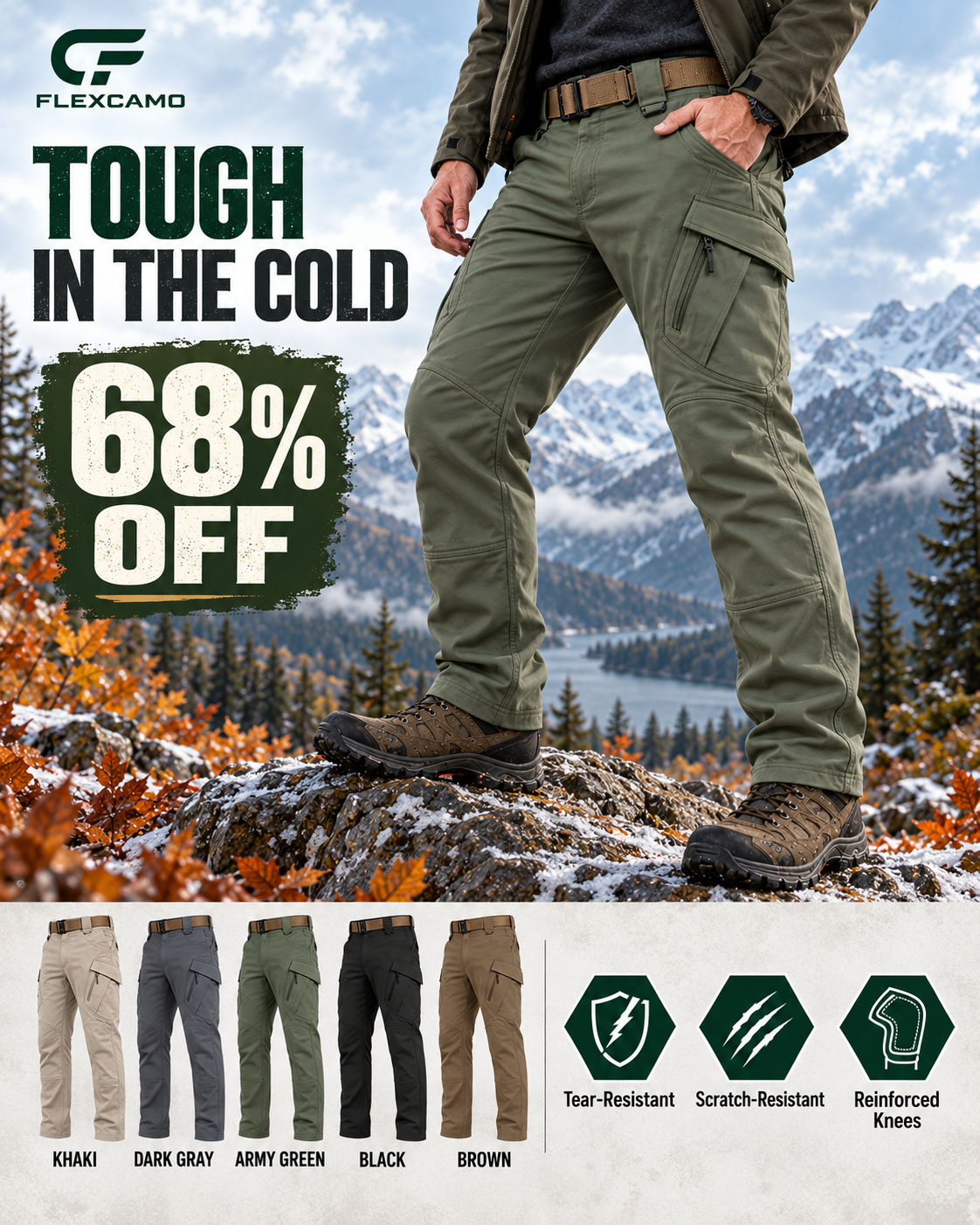 TexWix Facebook ad: LAST DAY 70% OFF Tactical Waterproof Pants