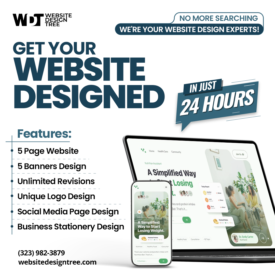 Website Design Tree Facebook ad: Get Your Website In 24 Hours!