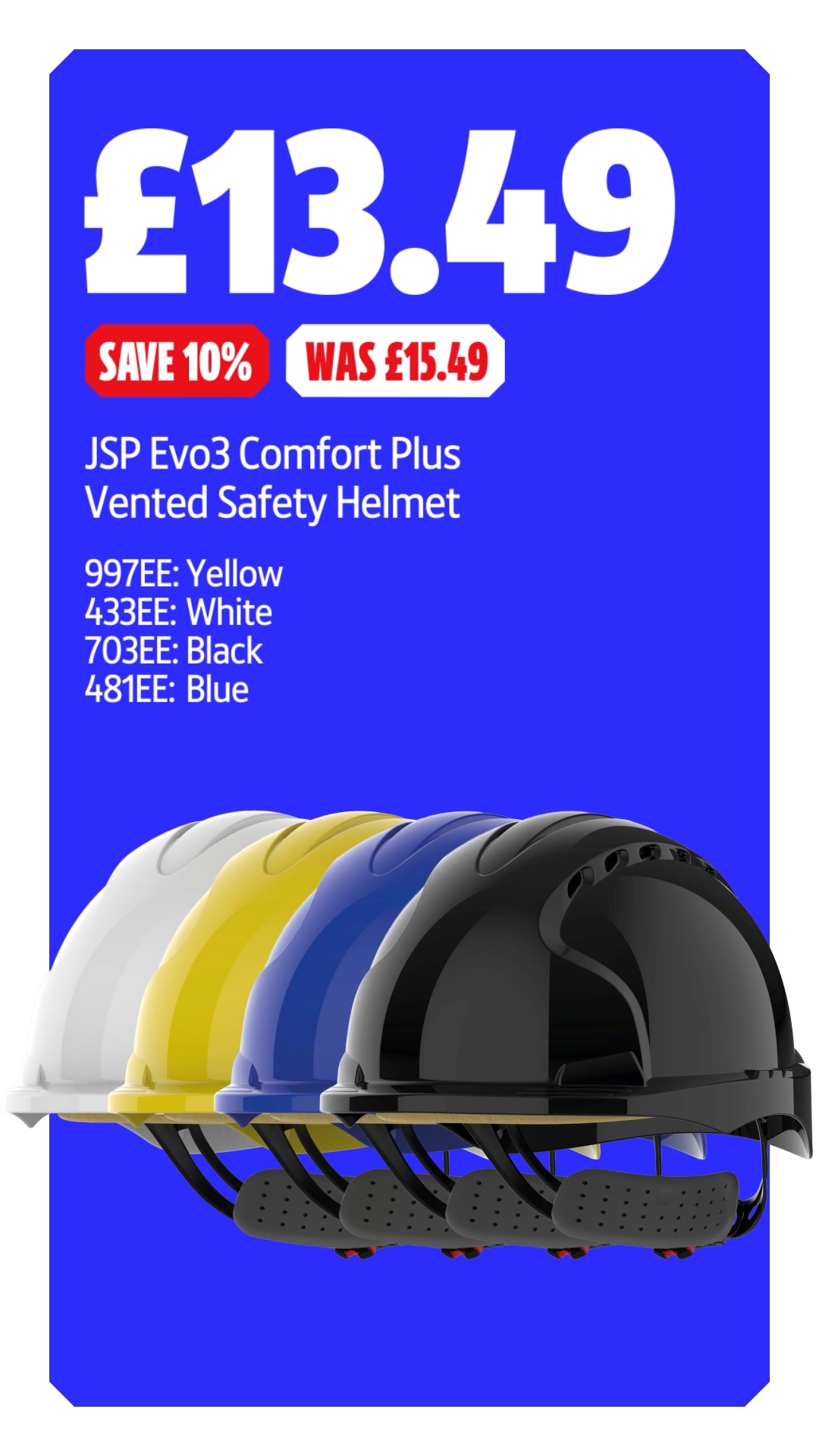 Screwfix Facebook ad: Save up to 15% on selected JSP PPE