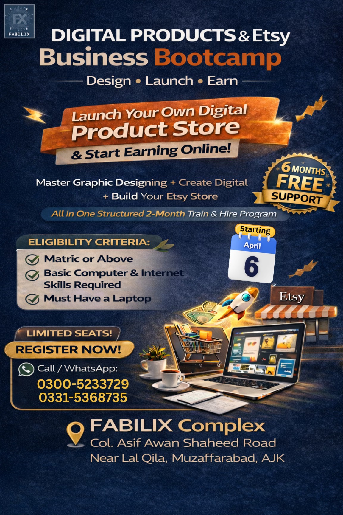 Fabilix Facebook ad: Start Your Own Online Income with Etsy