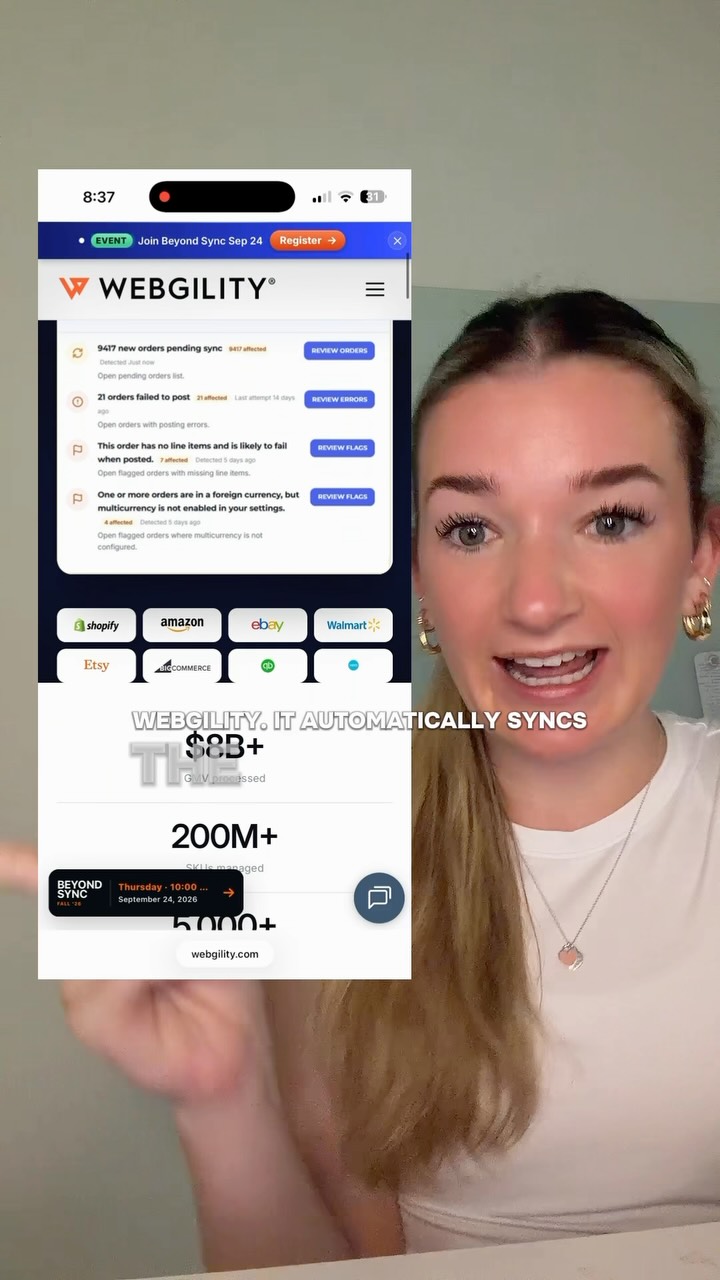 Webgility, Inc. Facebook ad: Running a growing e-commerce business means there’s a…