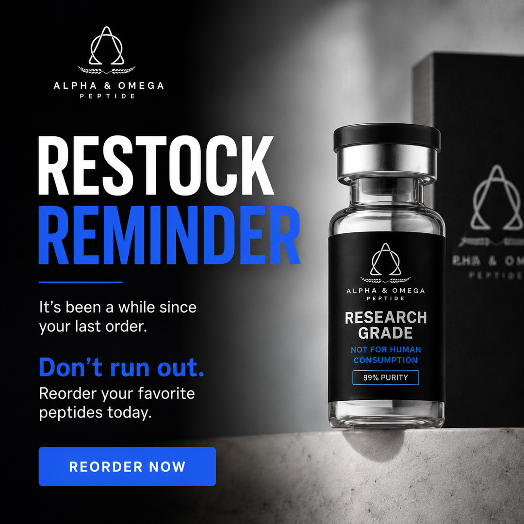 Alpha Omega Peptide Facebook ad: Running Low?