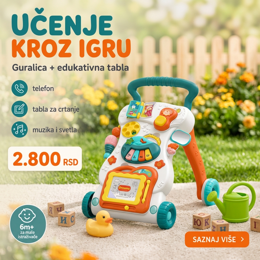 Super Igracke Facebook ad: Guralica za bebe sa edukativnim dodacima