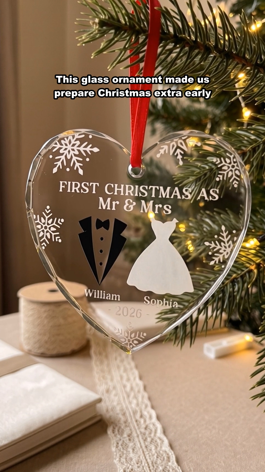 Gift Soul Facebook ad: Custom glass ornaments made for couples celebrating their…