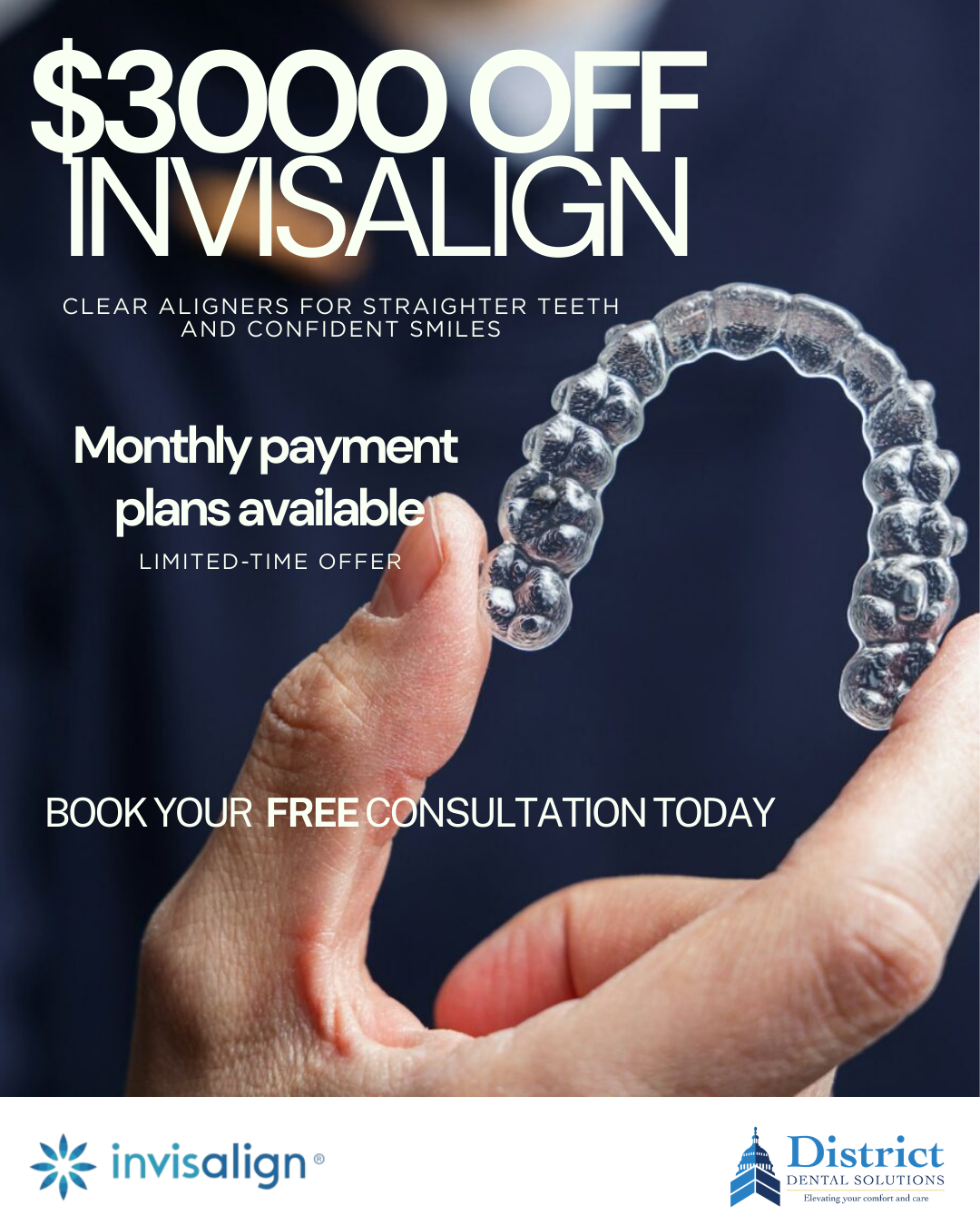 District Dental Solutions Facebook ad: Limited Time: $3,000 OFF Invisalign in Washington