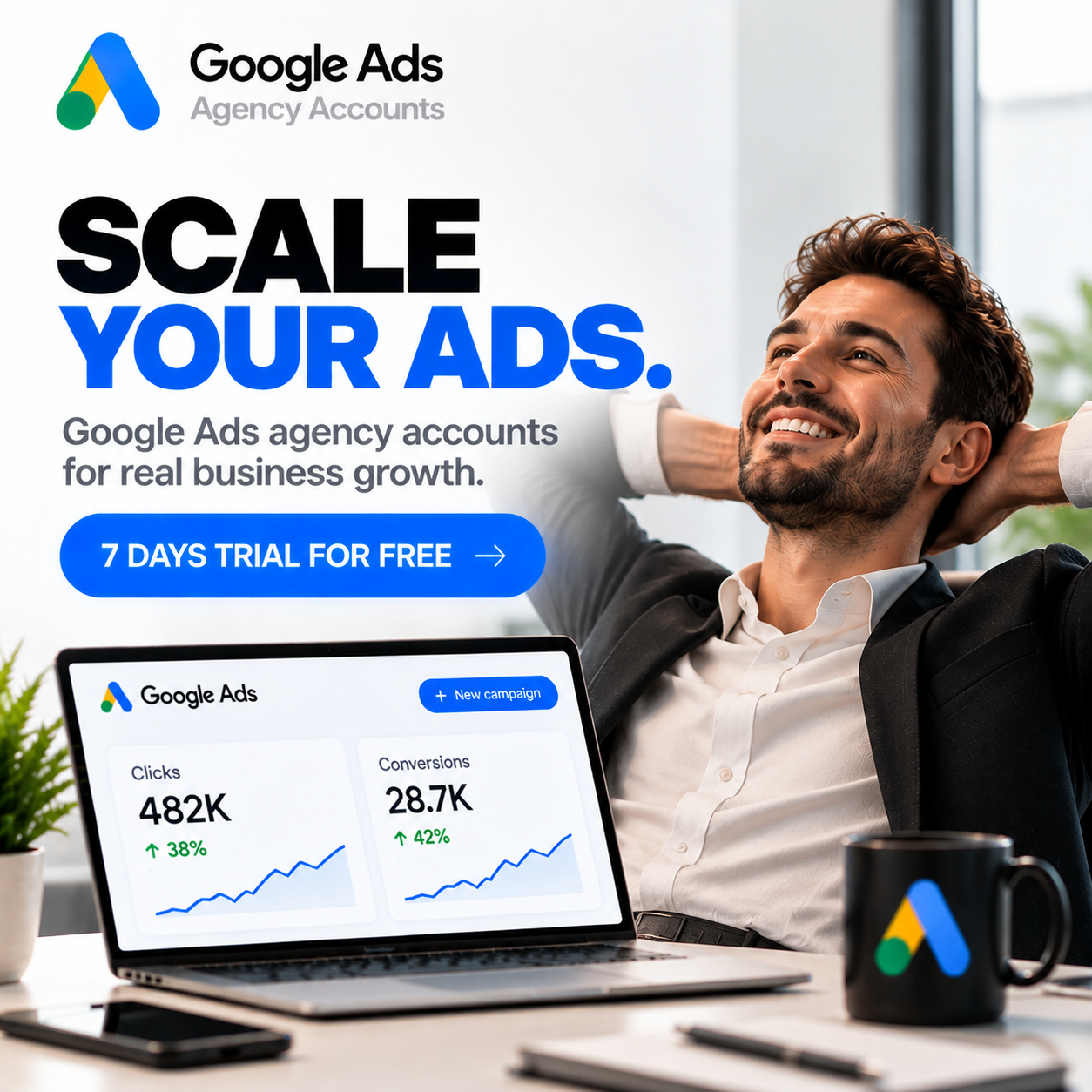 WayProfit Agency Facebook ad: Pass short quiz and get free 7 day trial