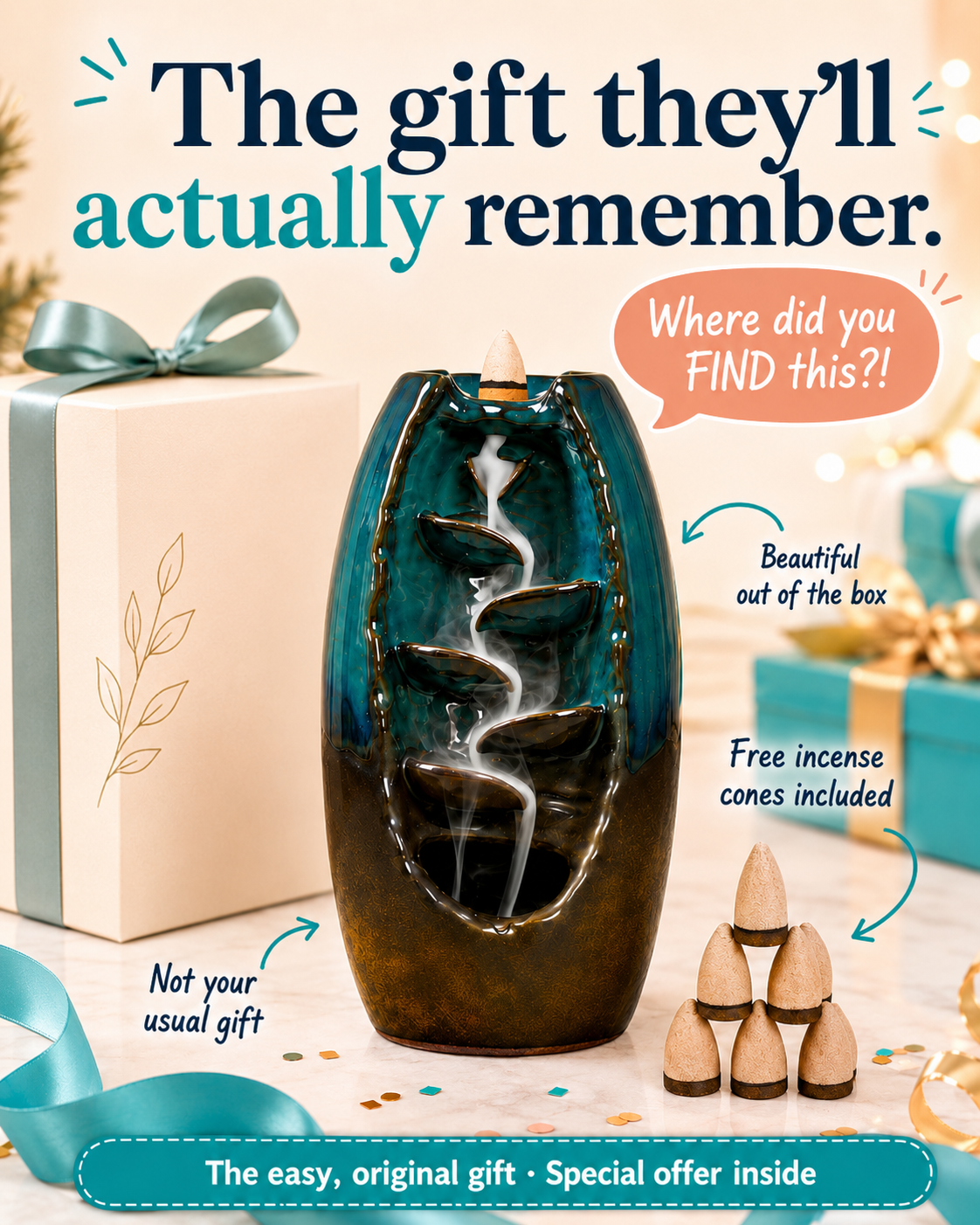 Rituals Zen - Backflow Incense Burners Facebook ad: A Gift They Won’t Expect