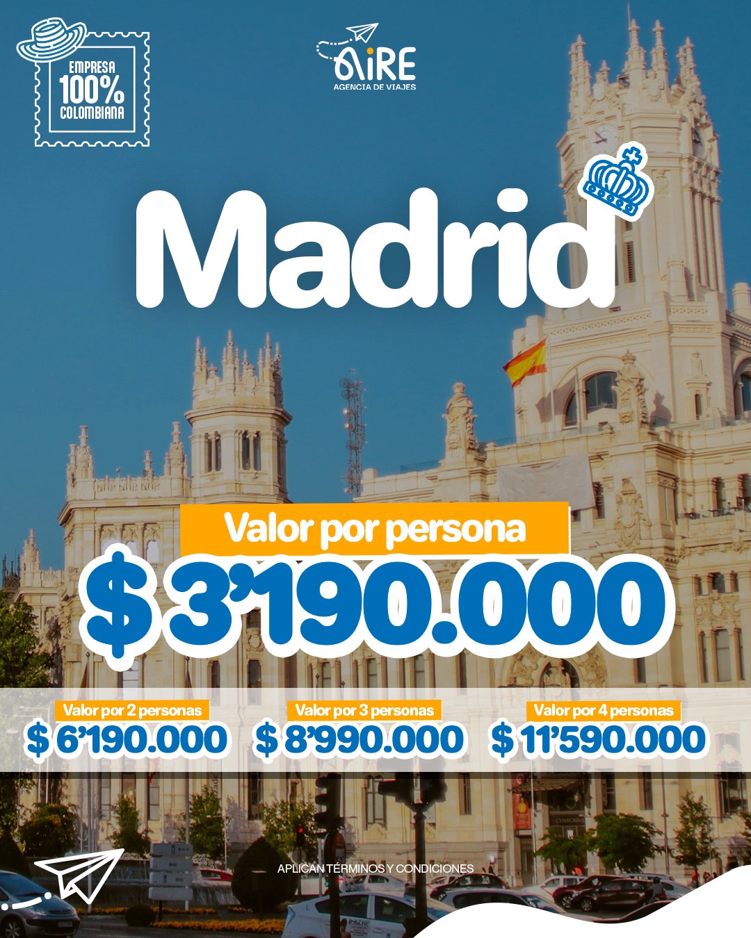 Viajes Aire Facebook ad: Viaja a Madrid con Flexi