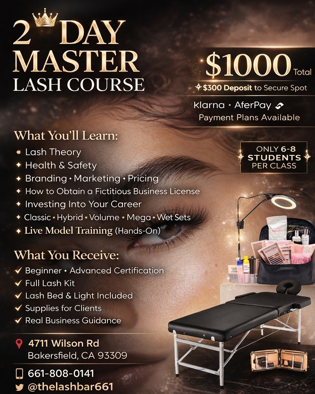 The Lash Bar 661 Facebook ad: 2 DAY MASTER LASH COURSE