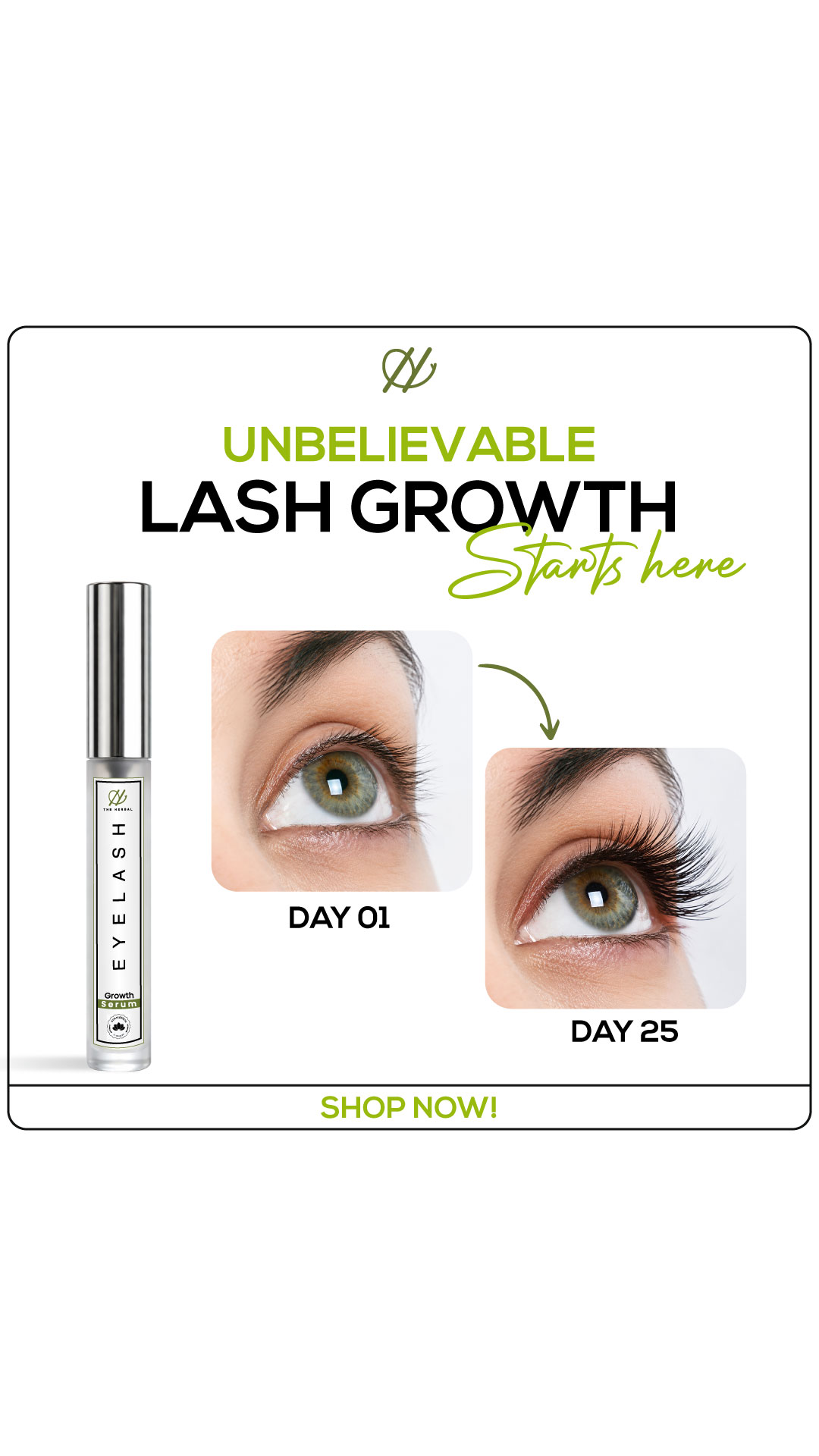 The Herbal Facebook ad: Get Longer, Thicker Lashes Naturally