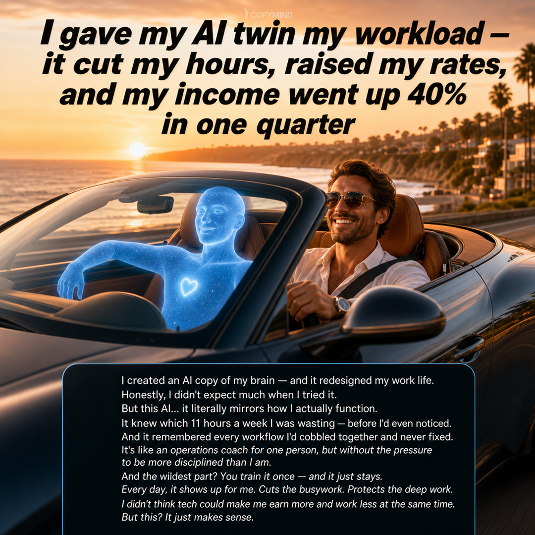 Copymind's money&career coach Facebook ad: Join thousands who've transformed their careers, their…